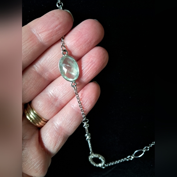 Vintage Sterling Silver Coldwater Creek Sea Green Chalcedony Designer Necklace - Picture 8 of 9